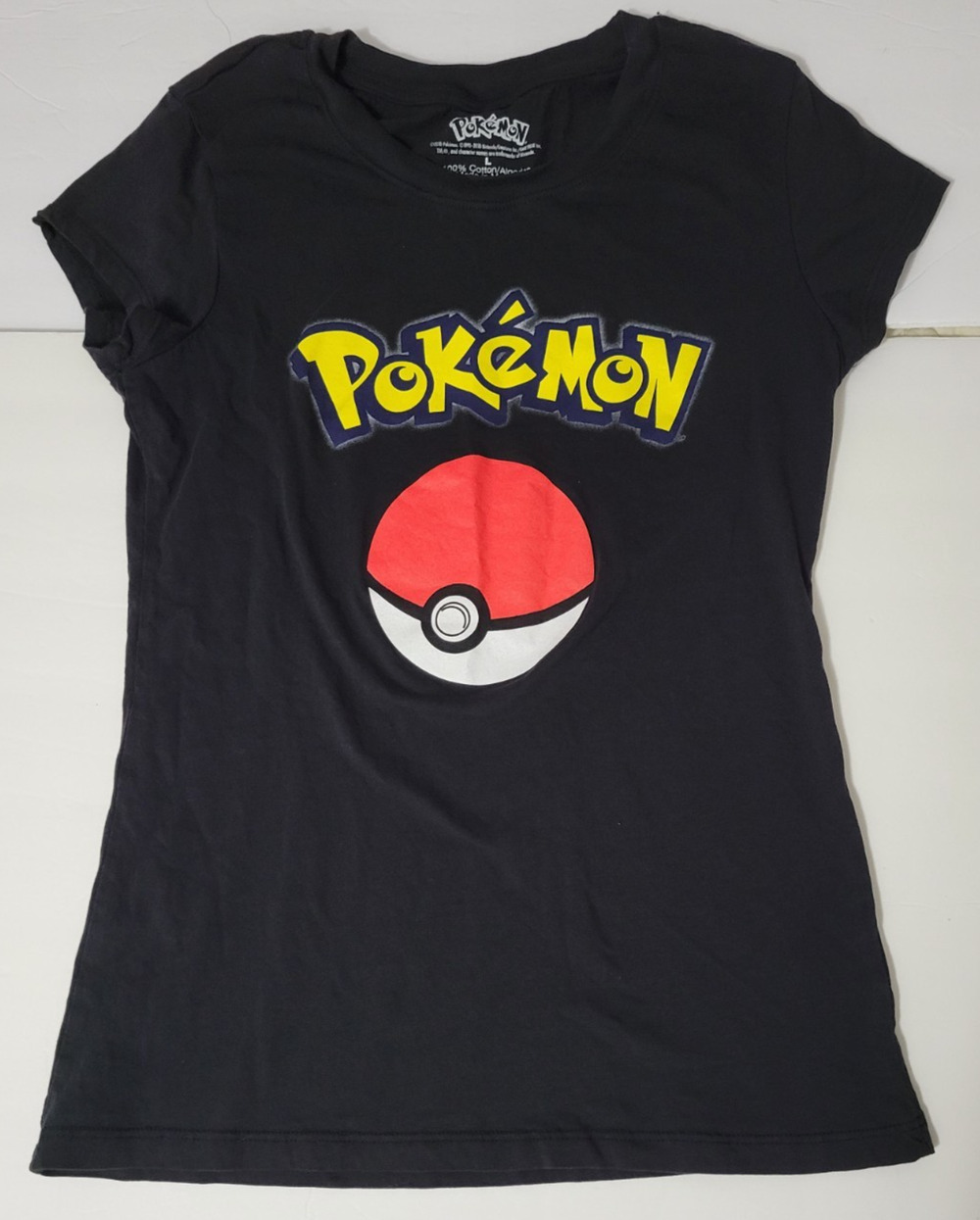 Pokemon Large Black Pokeball Logo Graphic T Shirt Short Sleeve 100% Cotton